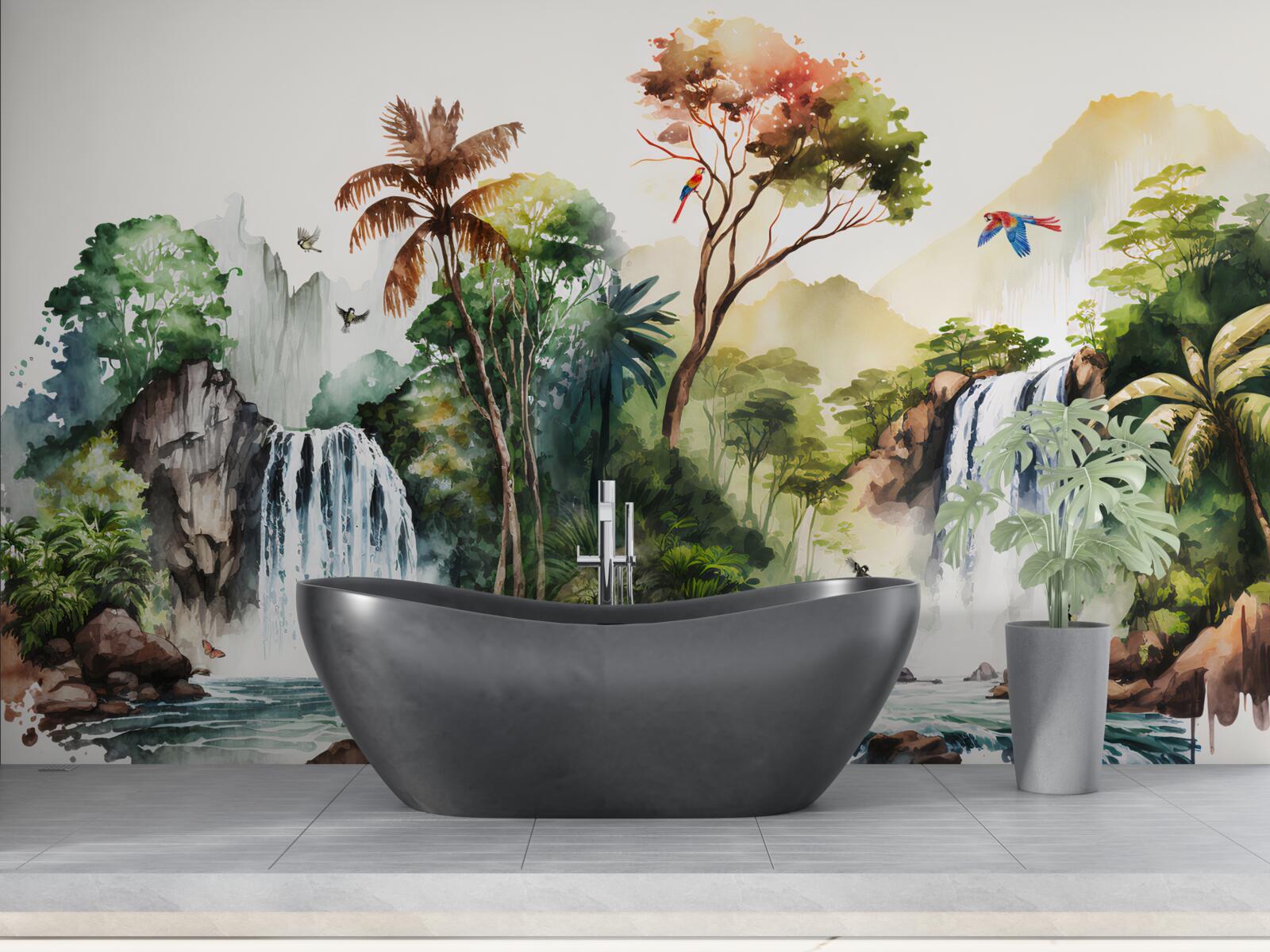 Fotobehang er zijn watervallen in het regenwoud