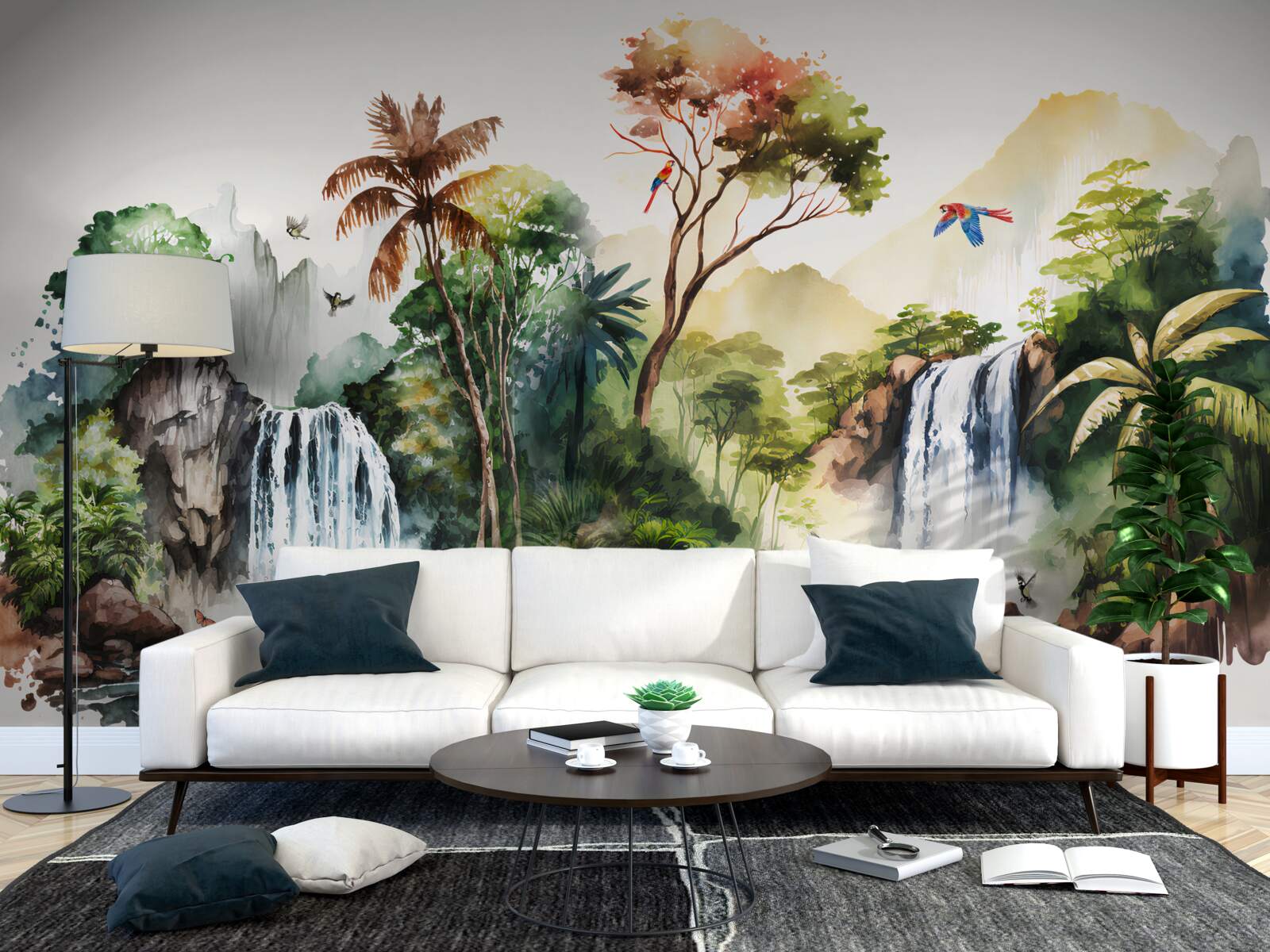 Fotobehang er zijn watervallen in het regenwoud