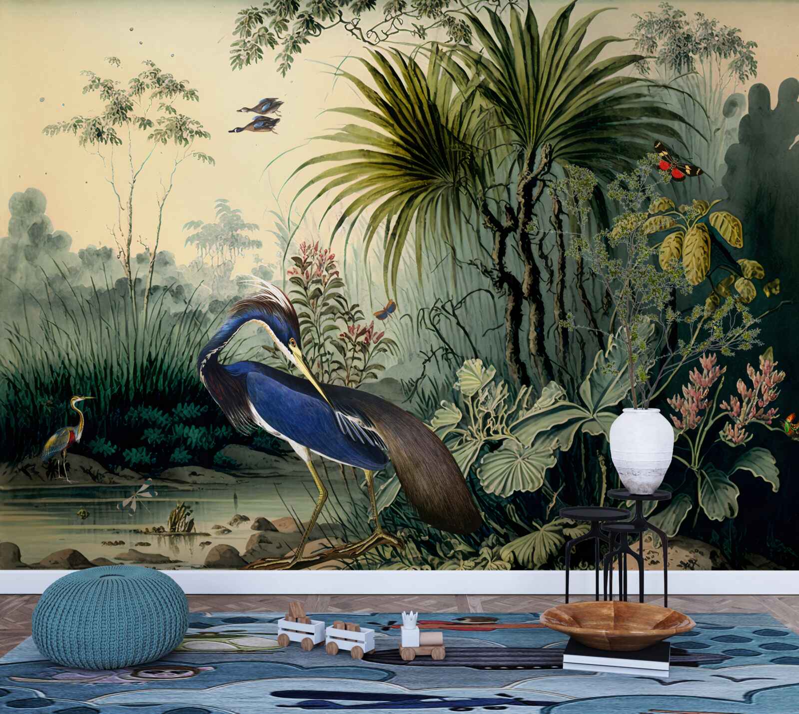 Fotobehang stilte bij de groene vijver