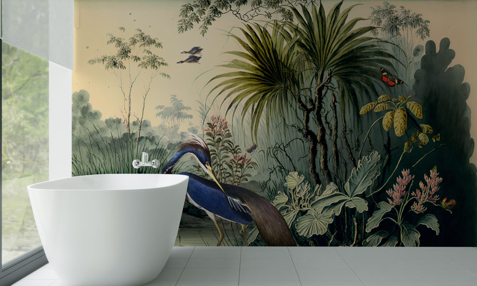 Fotobehang stilte bij de groene vijver