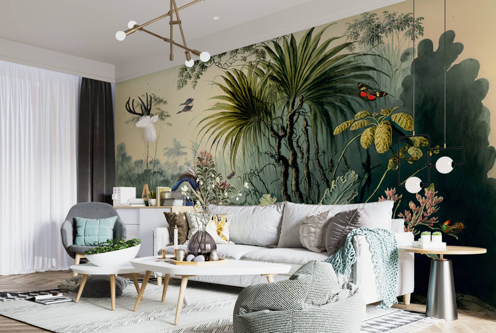 Fotobehang stilte bij de groene vijver