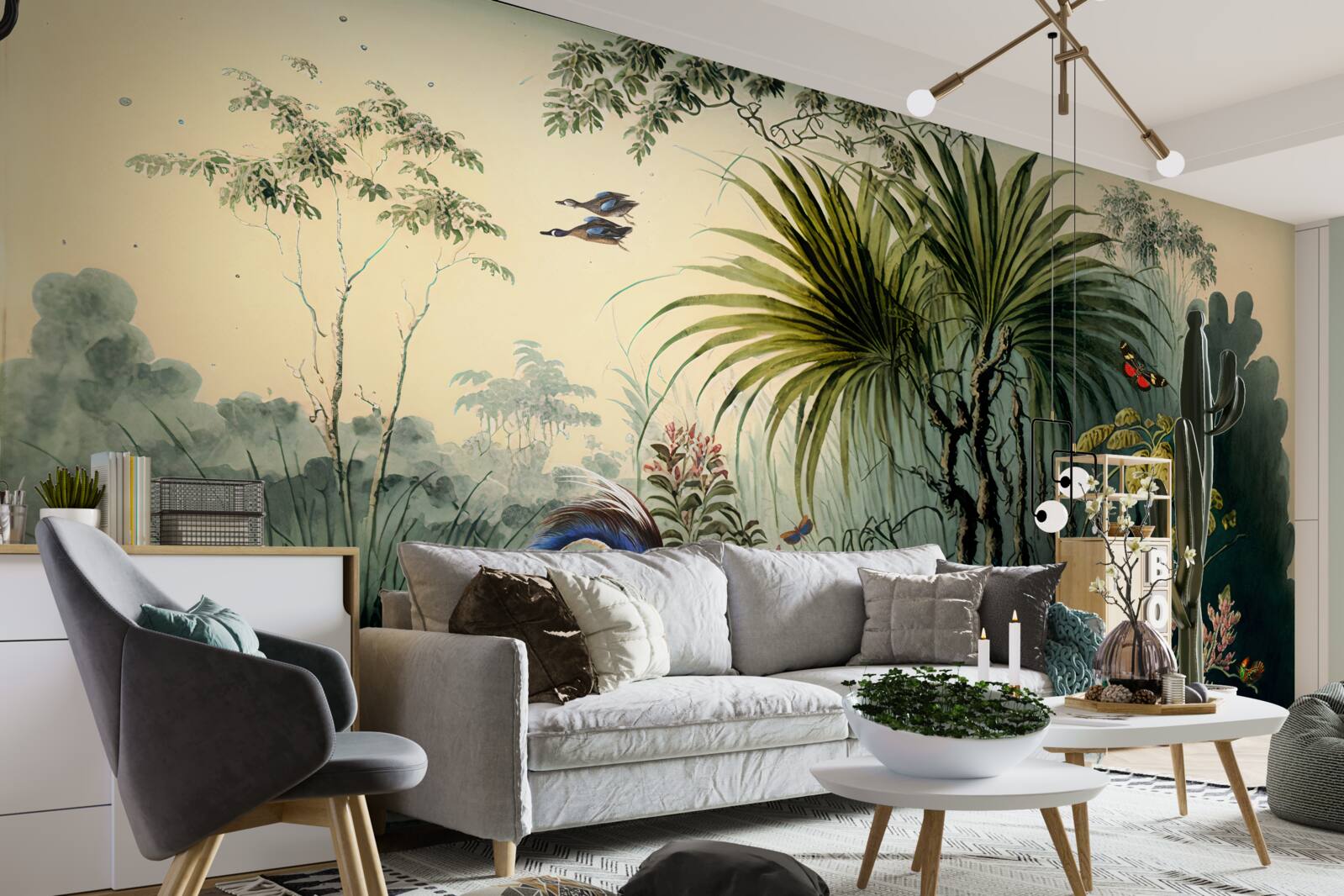 Fotobehang stilte bij de groene vijver