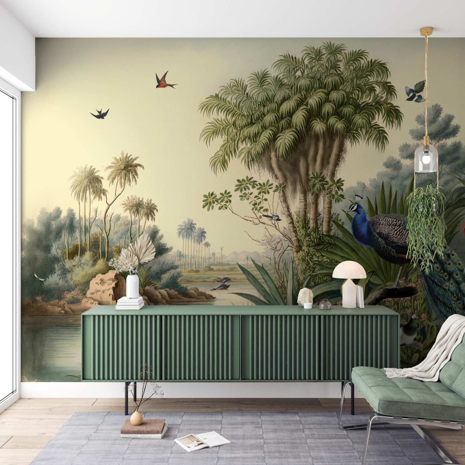 Fotobehang Pauw in zijn echte habitat