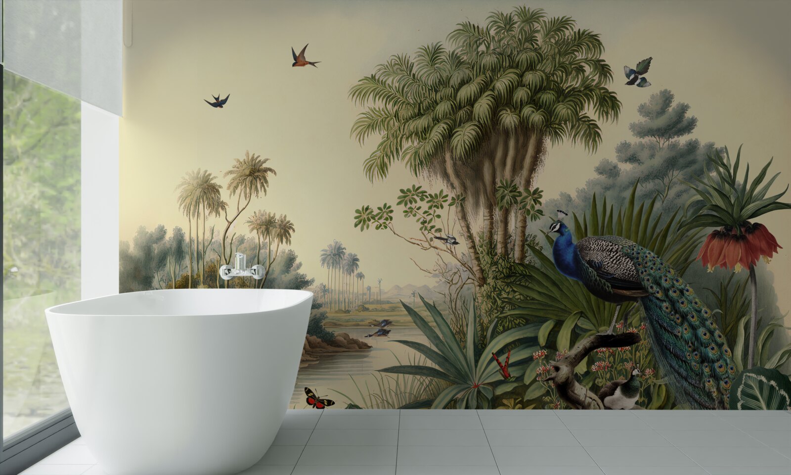 Fotobehang Pauw in zijn echte habitat