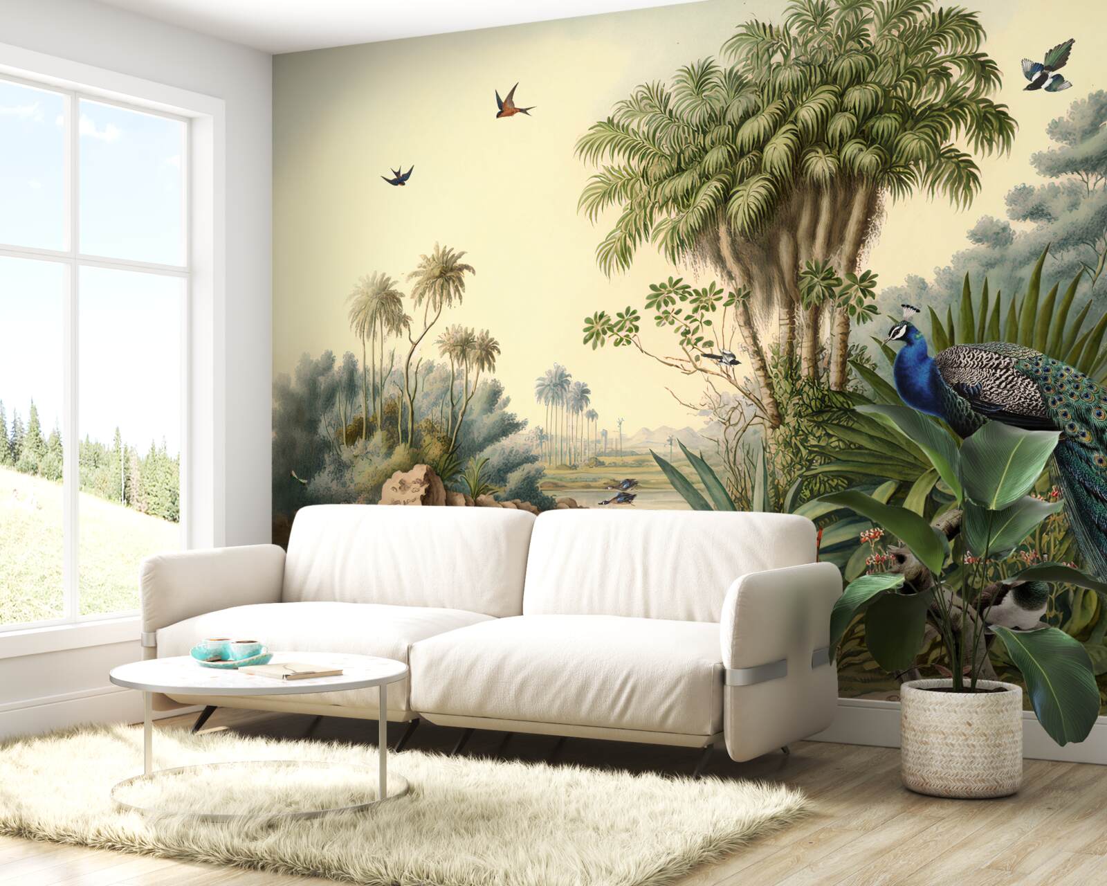 Fotobehang Pauw in zijn echte habitat