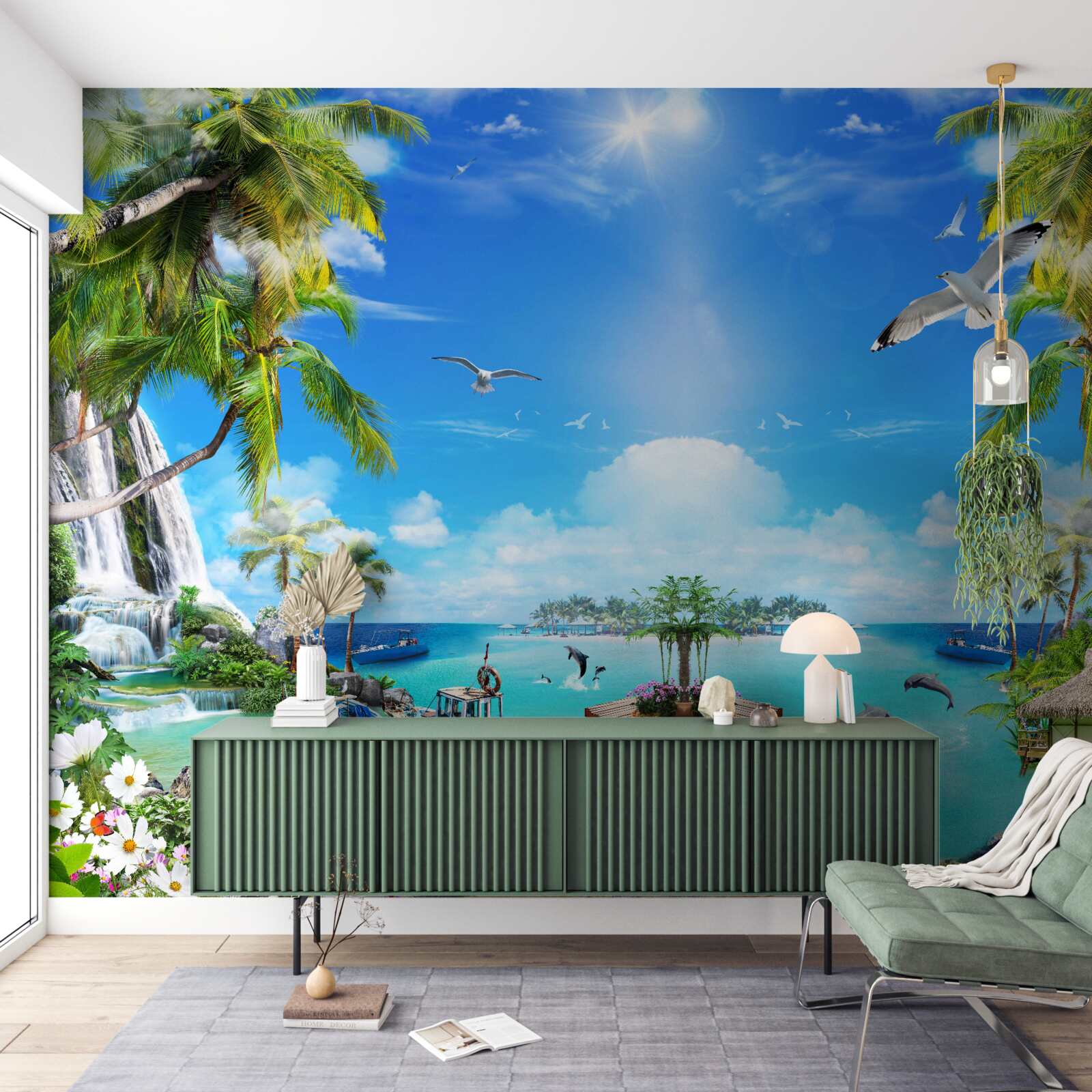 Fotobehang schepen aan de kusten van de tropen