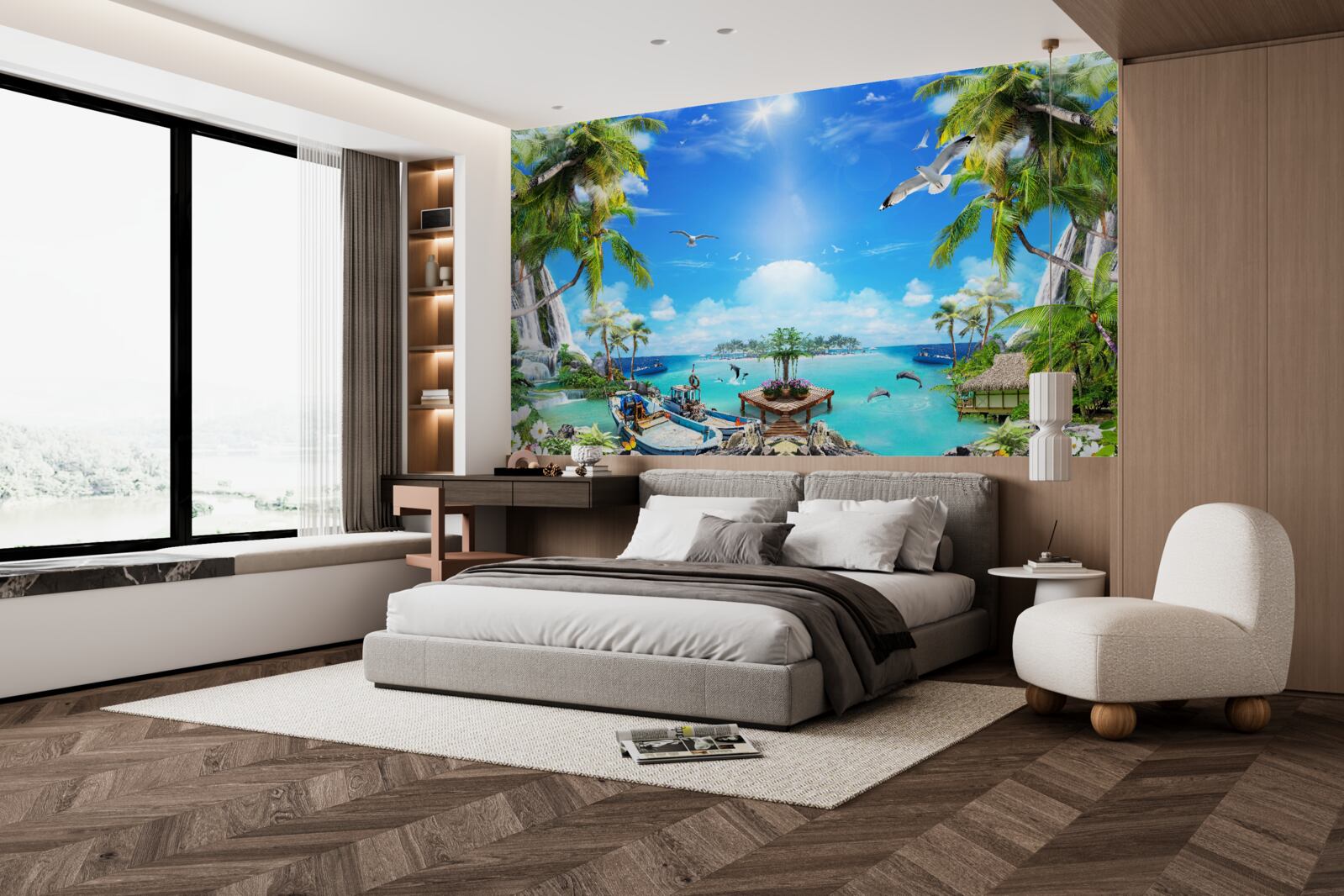 Fotobehang schepen aan de kusten van de tropen