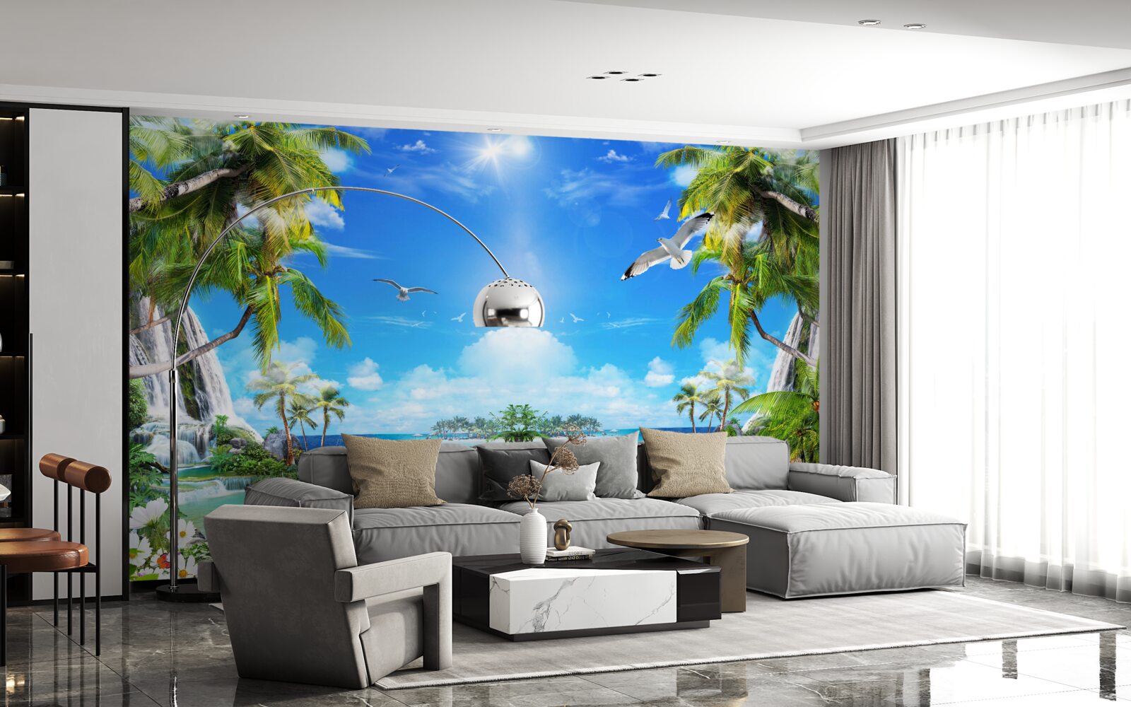 Fotobehang schepen aan de kusten van de tropen