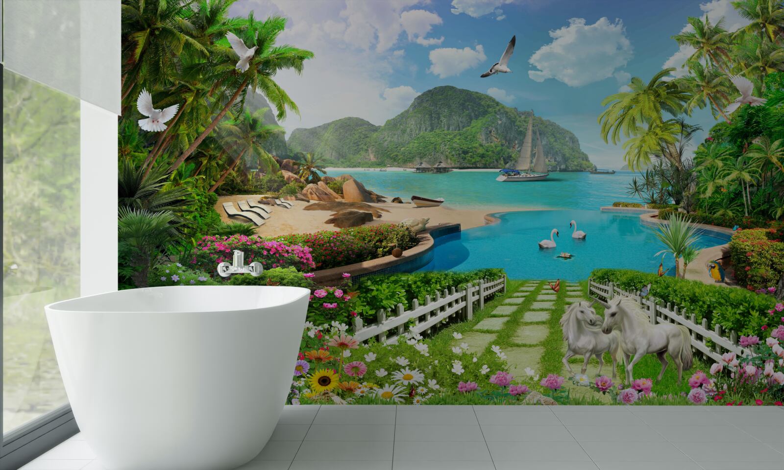 Fotobehang een rustig toevluchtsoord in de tropen