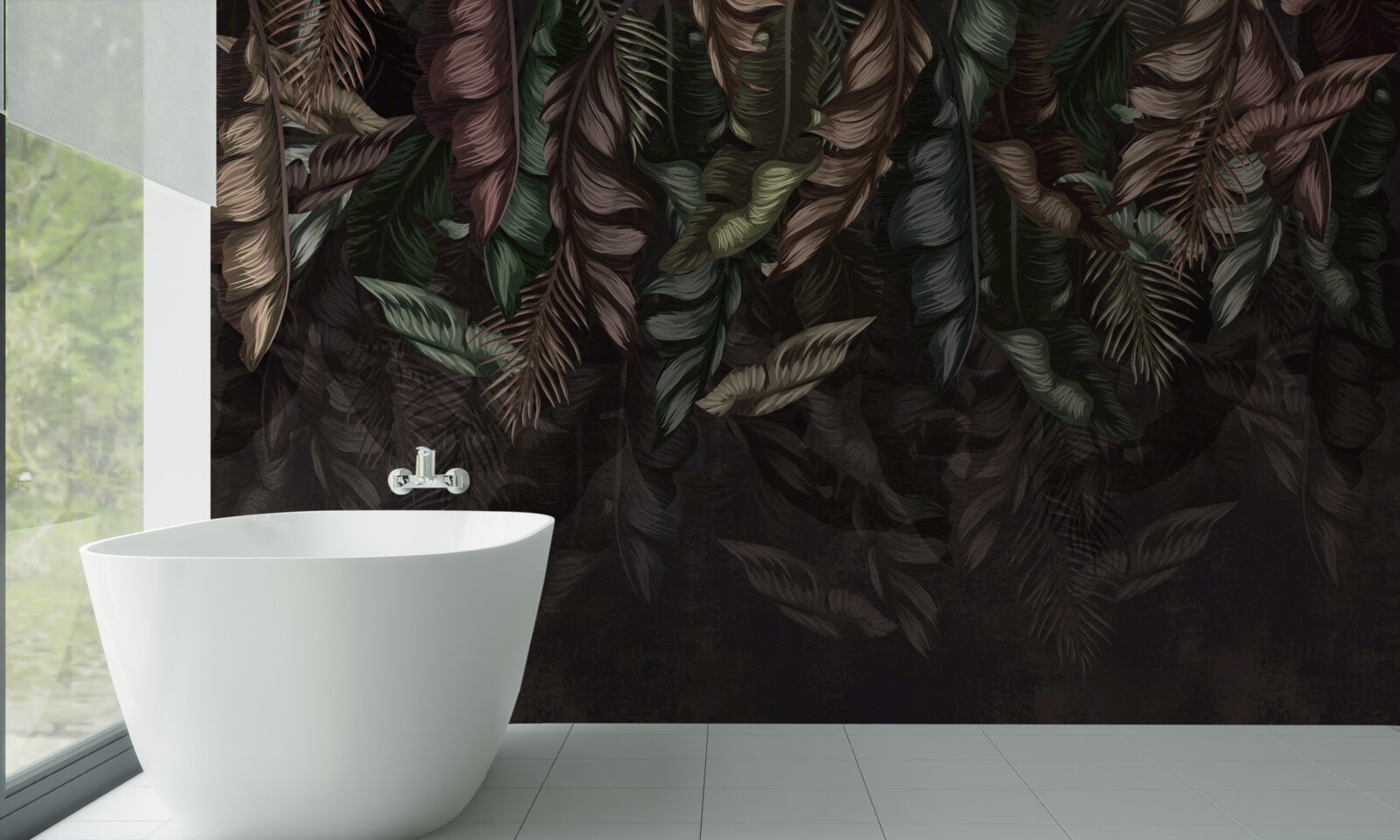 Fotobehang donkere tropische vegetatie