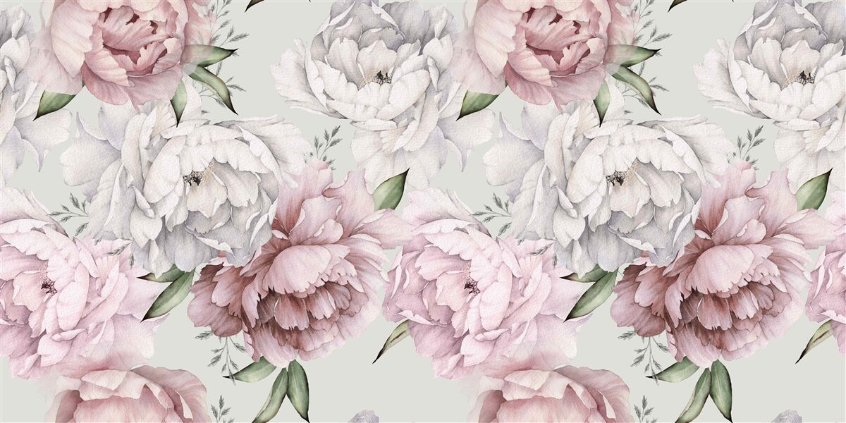 Fotobehang prachtige pioenrozen in witte en roze tinten