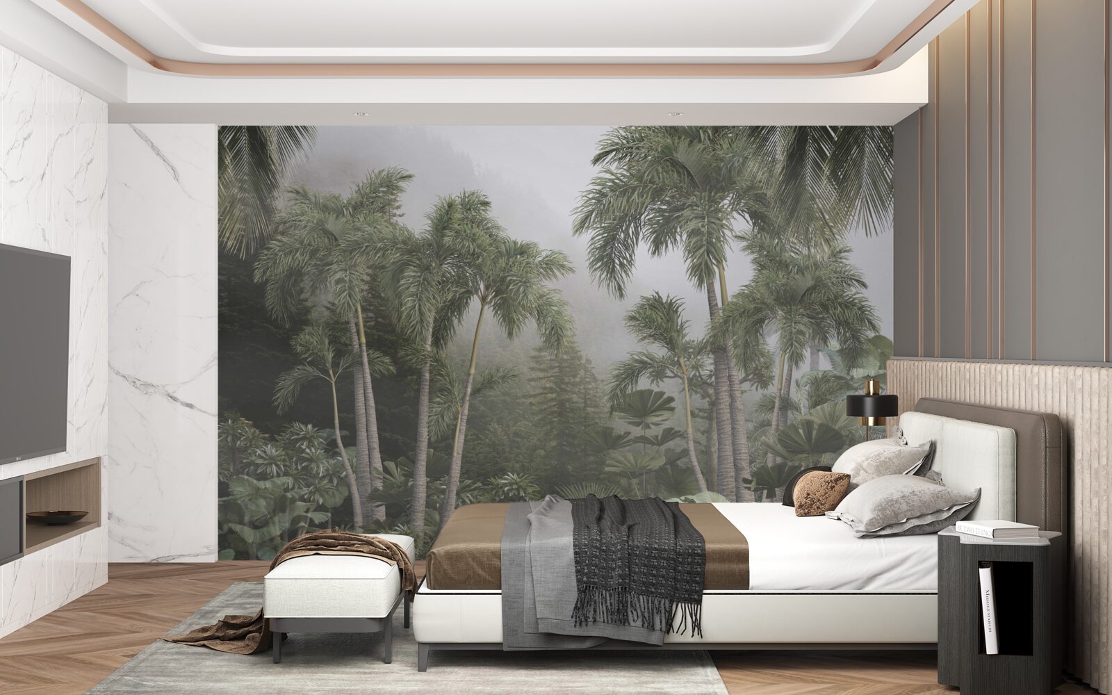 Fotobehang Voorbereidingen in de tropen voor zware regenval in volle gang