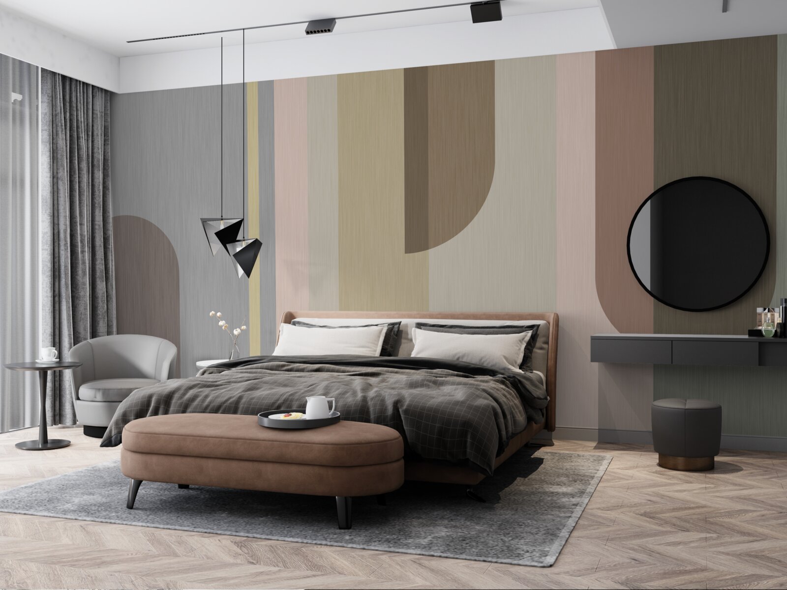 Fotobehang Bogen in verticale oriëntatie, geschilderd in pastelkleuren