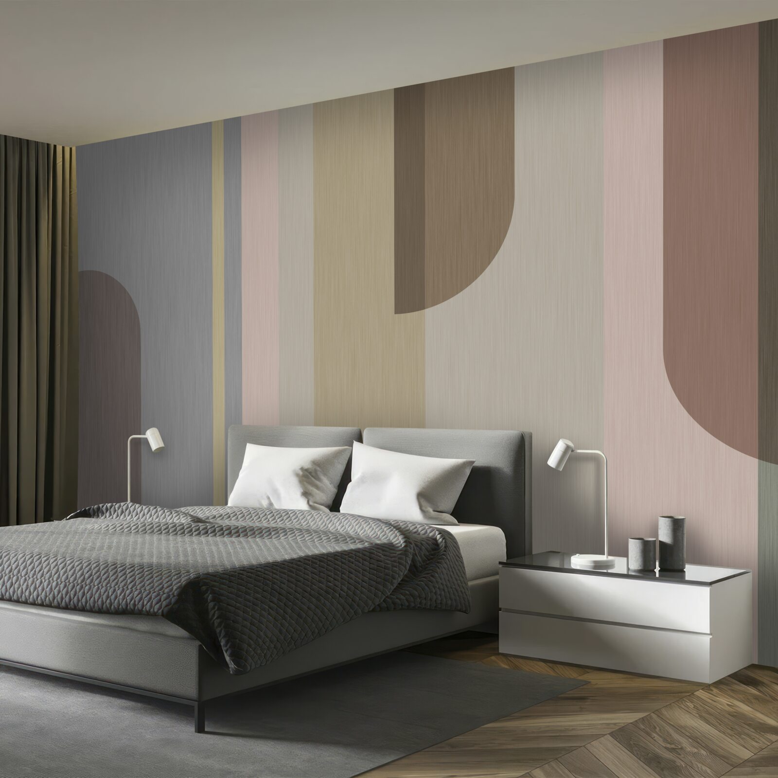 Fotobehang Bogen in verticale oriëntatie, geschilderd in pastelkleuren