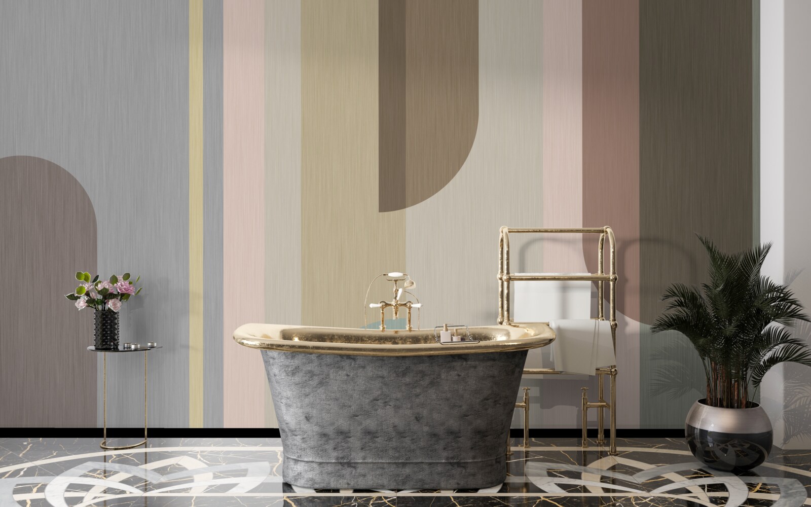 Fotobehang Bogen in verticale oriëntatie, geschilderd in pastelkleuren