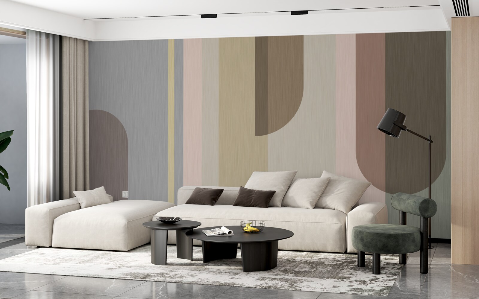 Fotobehang Bogen in verticale oriëntatie, geschilderd in pastelkleuren