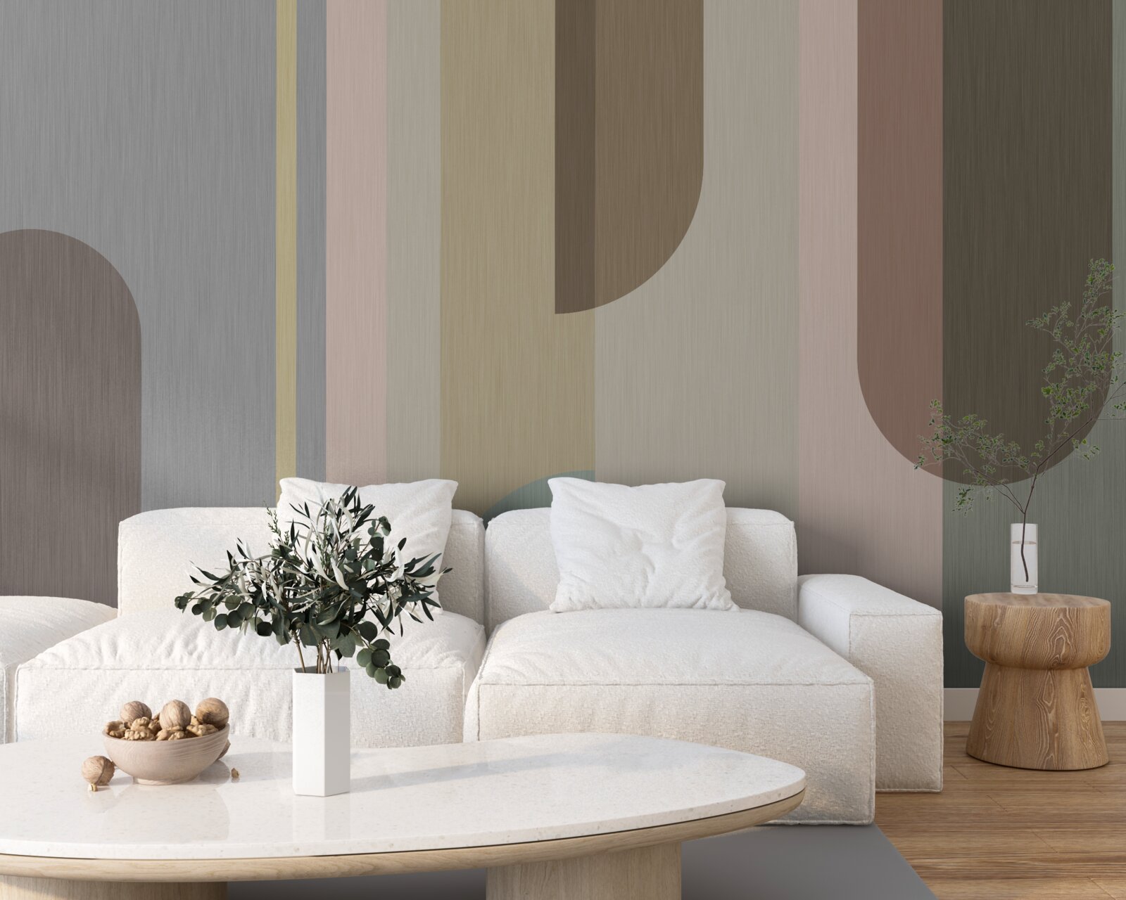 Fotobehang Bogen in verticale oriëntatie, geschilderd in pastelkleuren