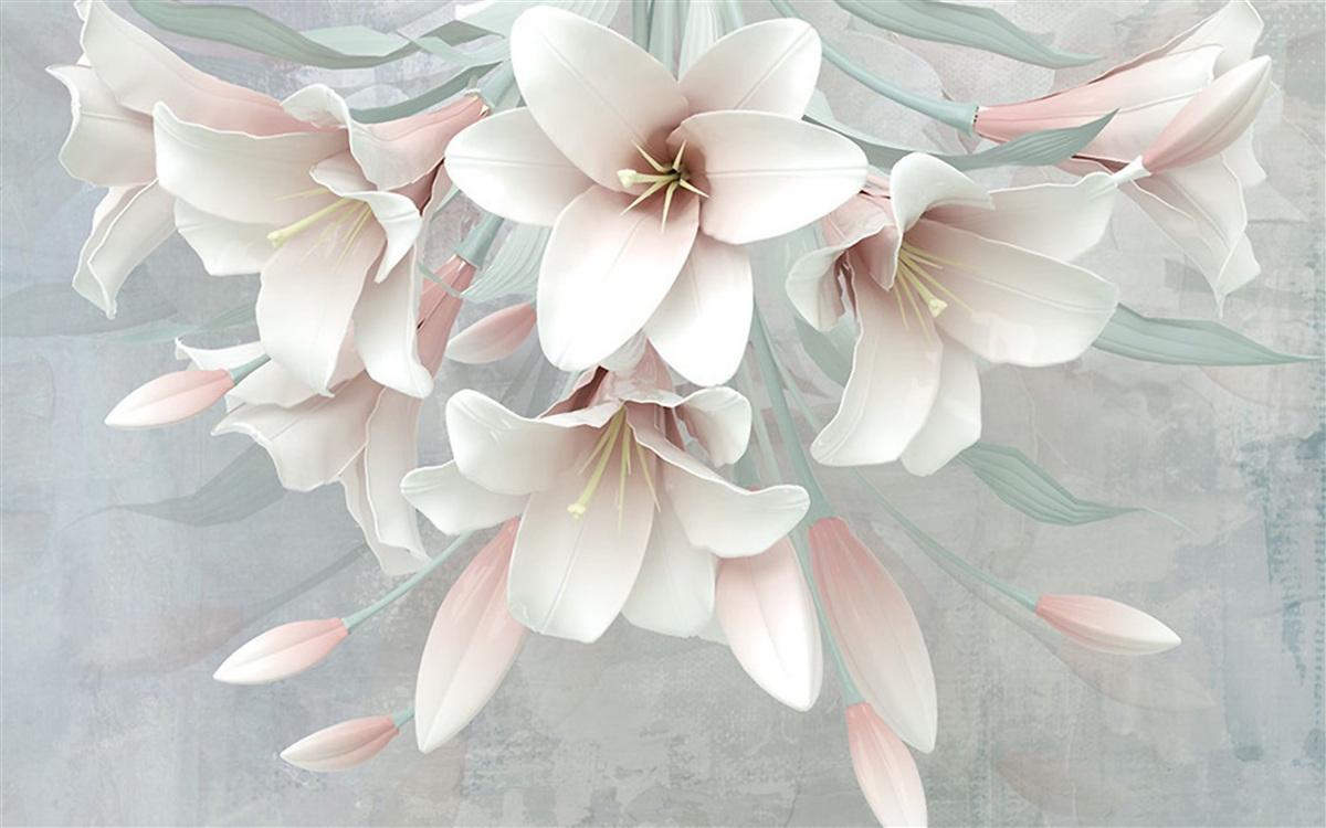 Fotobehang compositie van heldere lelies