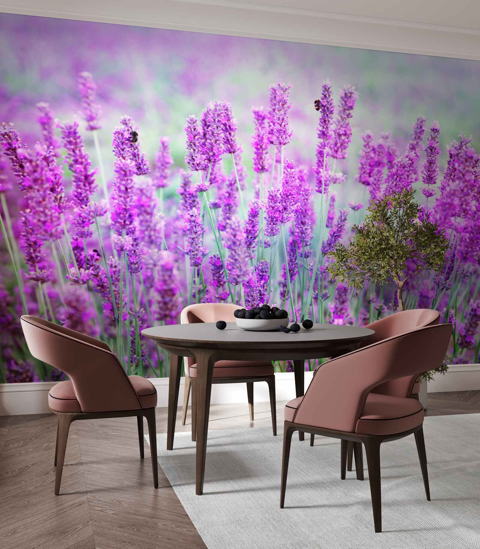 Fotobehang veld met lavendelbloemen