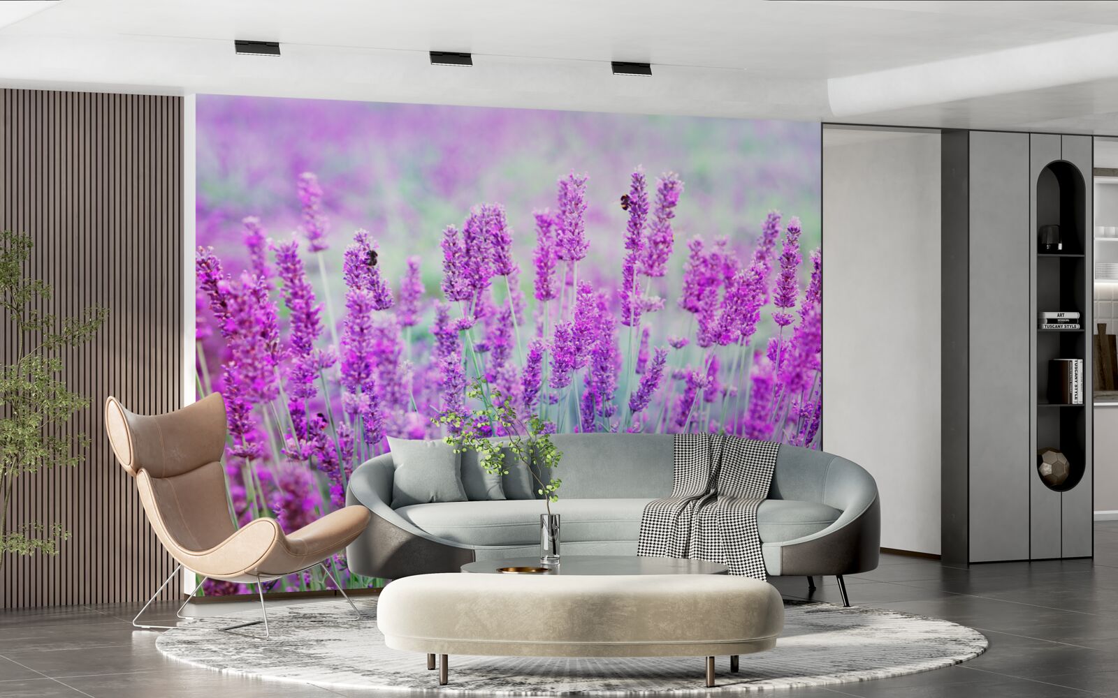 Fotobehang veld met lavendelbloemen