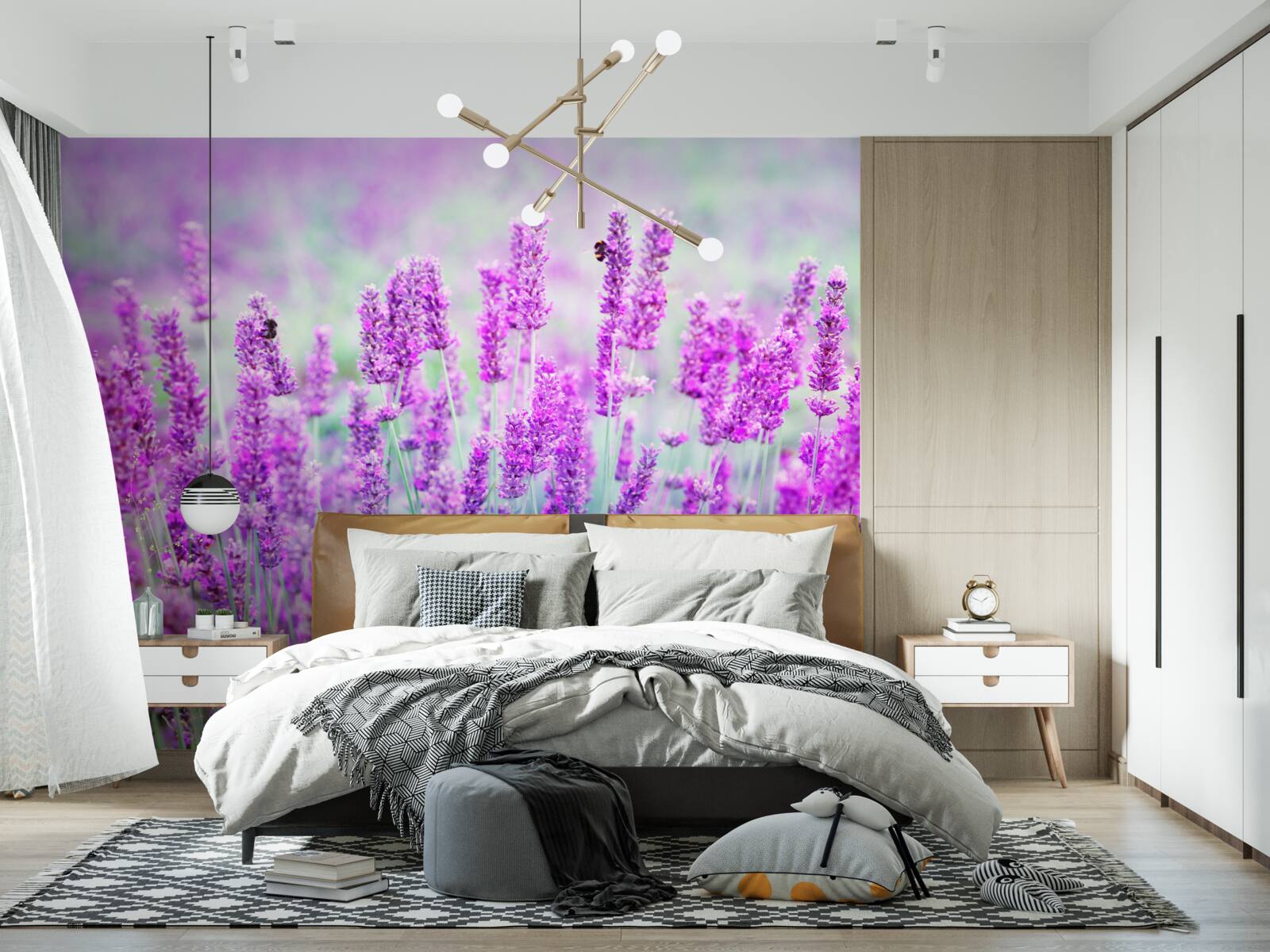 Fotobehang veld met lavendelbloemen