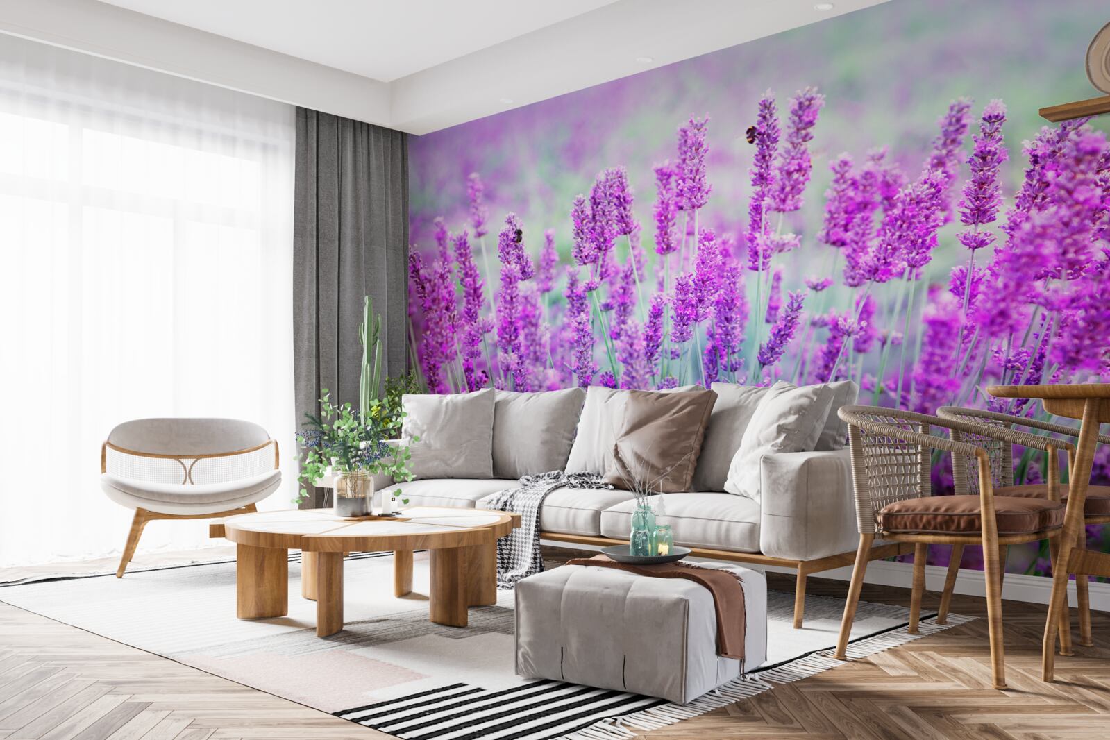 Fotobehang veld met lavendelbloemen