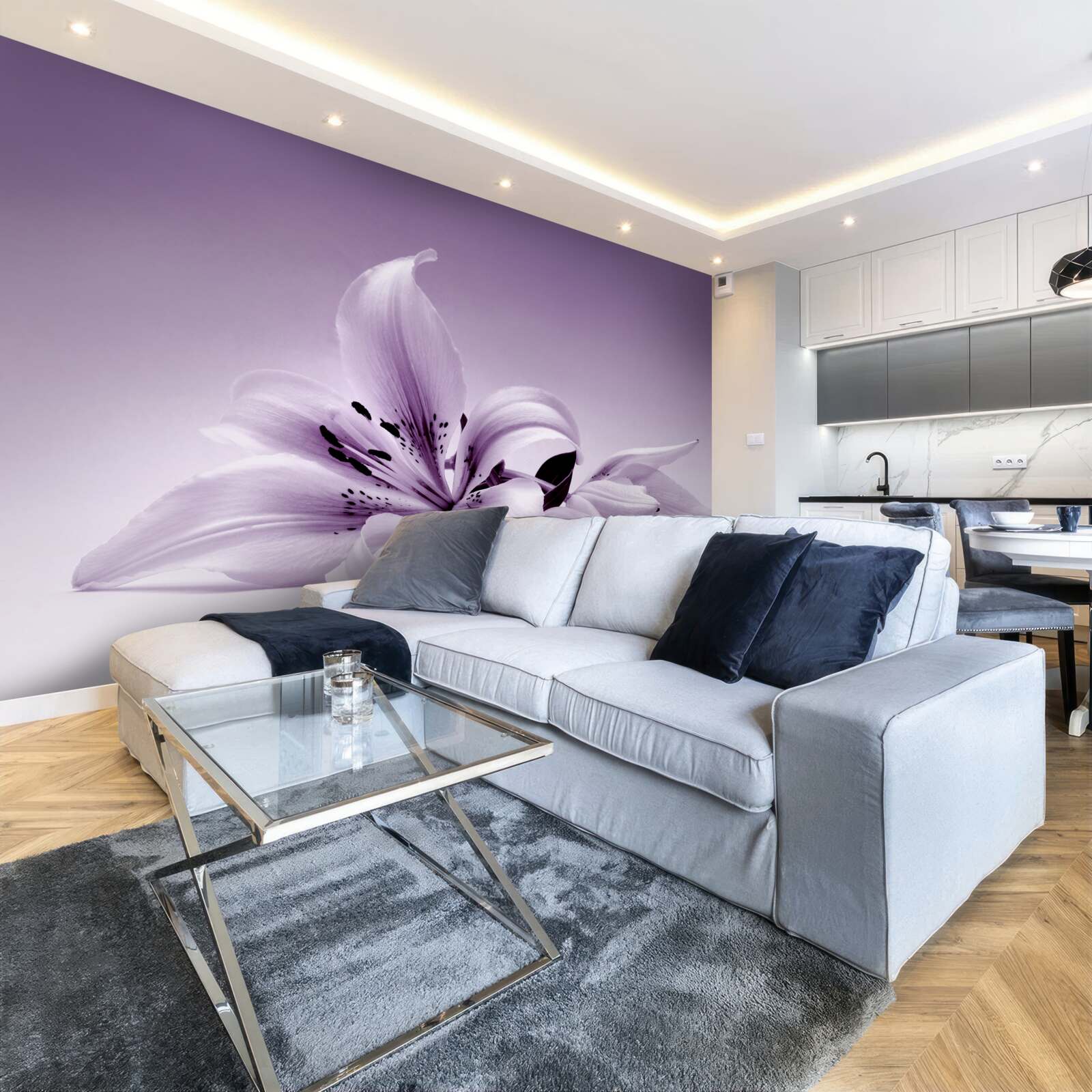 Fotobehang subtiele paarse geïsoleerde lelie