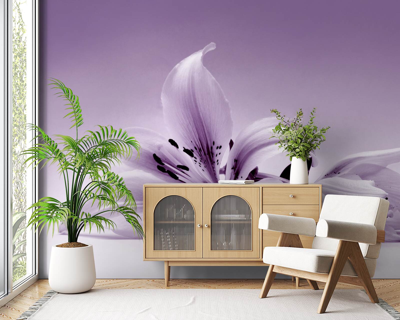 Fotobehang subtiele paarse geïsoleerde lelie