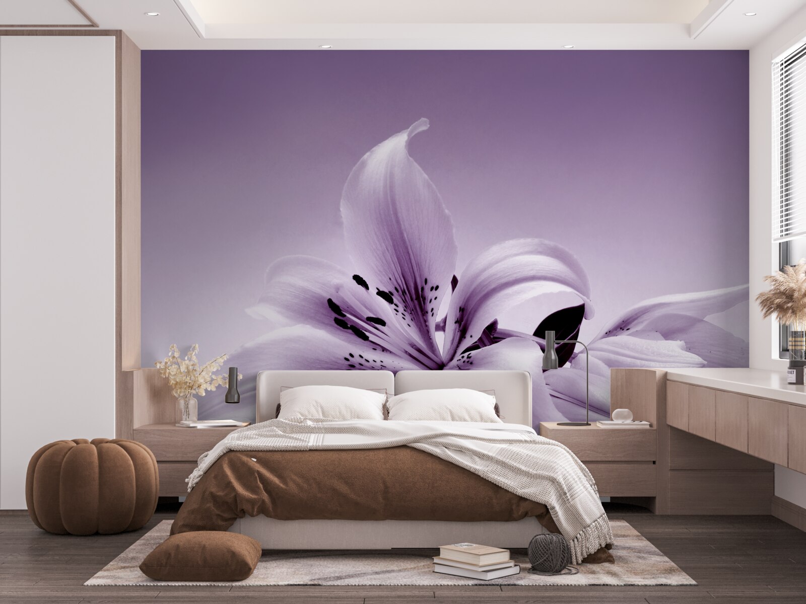 Fotobehang subtiele paarse geïsoleerde lelie