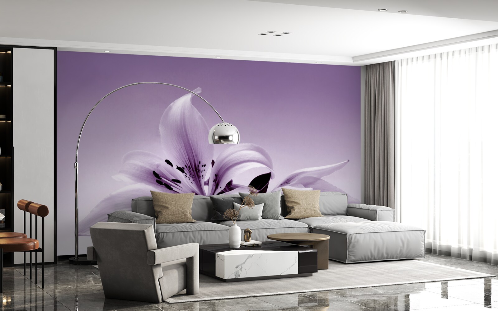 Fotobehang subtiele paarse geïsoleerde lelie