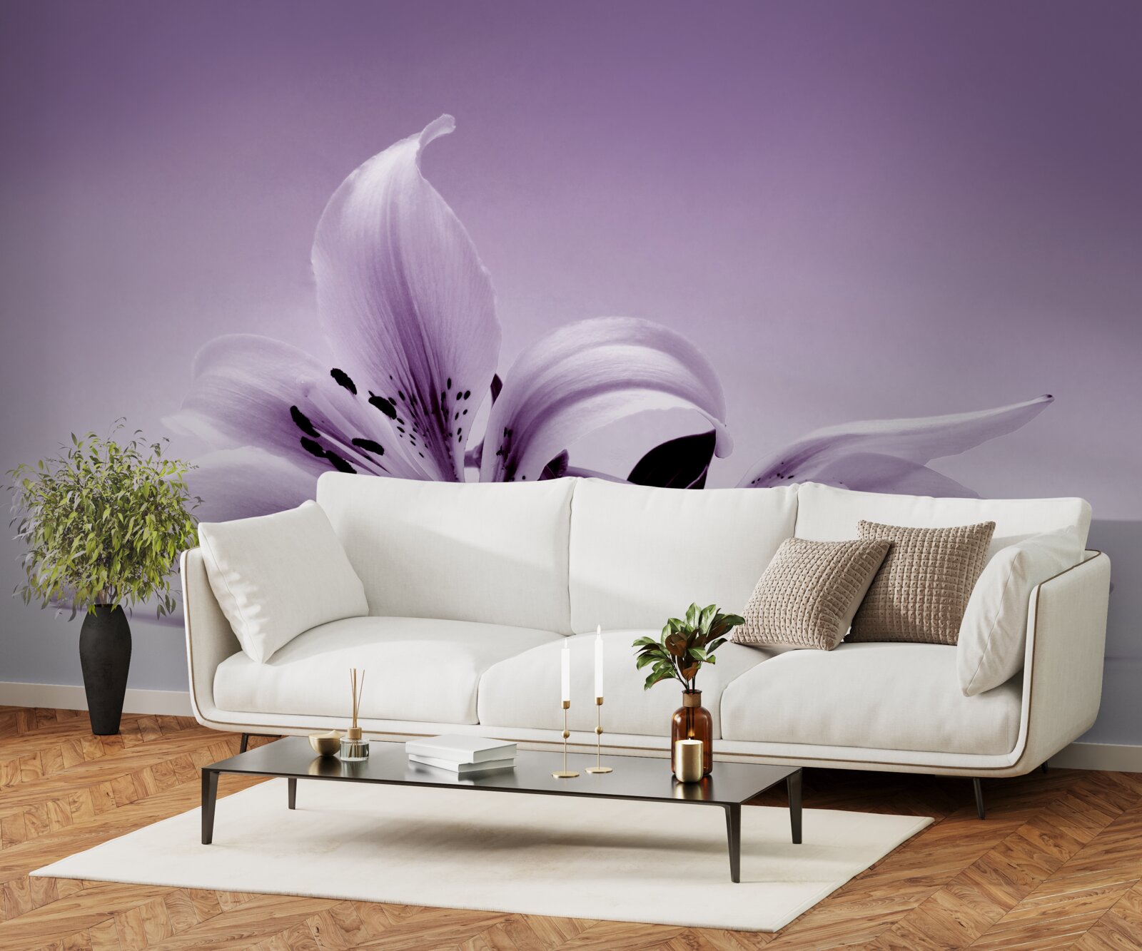 Fotobehang subtiele paarse geïsoleerde lelie
