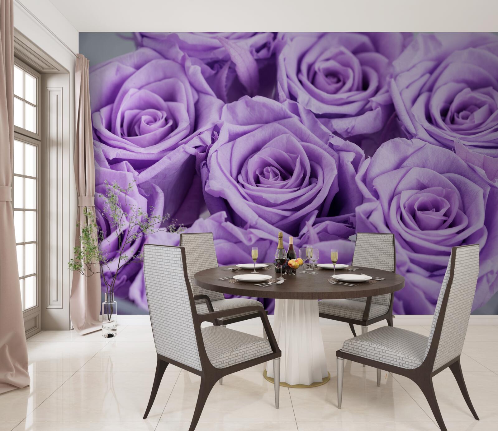 Fotobehang samenstelling van amethistrozen