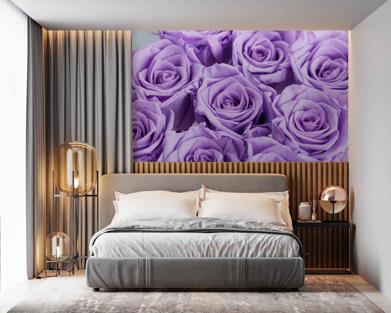 Fotobehang samenstelling van amethistrozen