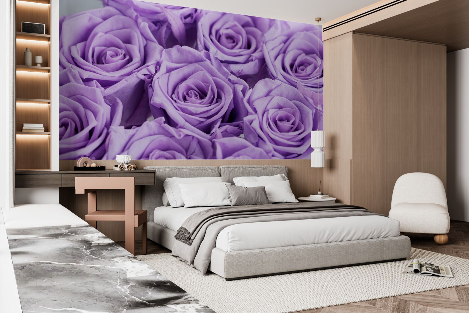 Fotobehang samenstelling van amethistrozen