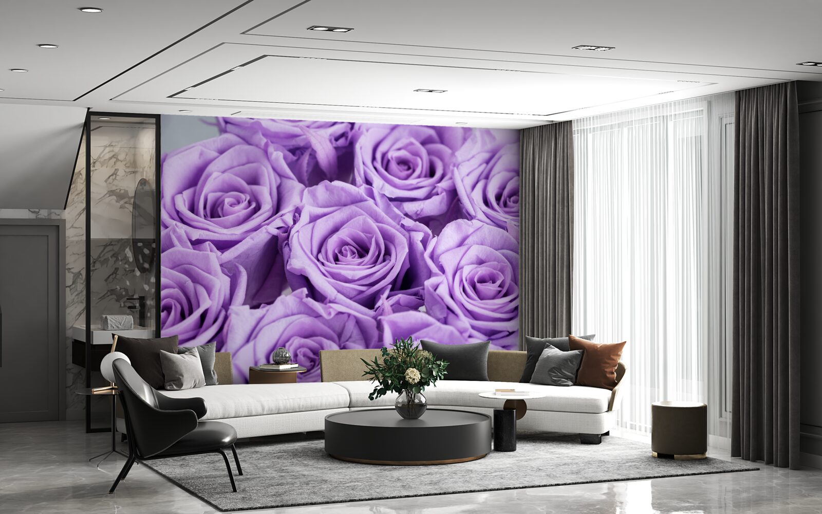 Fotobehang samenstelling van amethistrozen