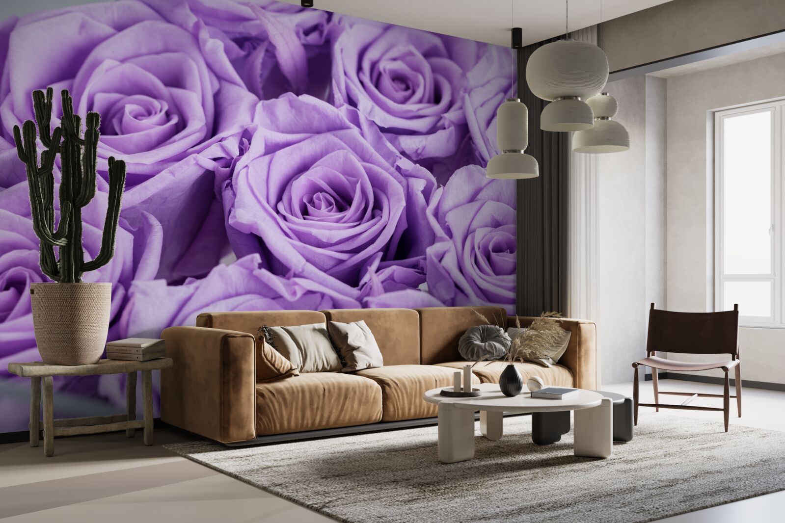 Fotobehang samenstelling van amethistrozen