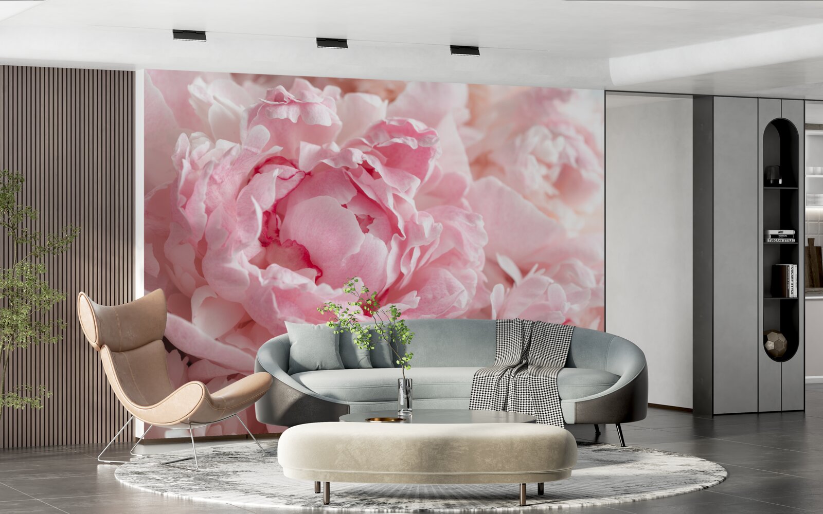 Fotobehang boeket pioenrozen in een delicate roze tint