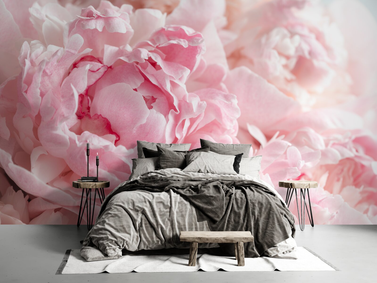 Fotobehang boeket pioenrozen in een delicate roze tint