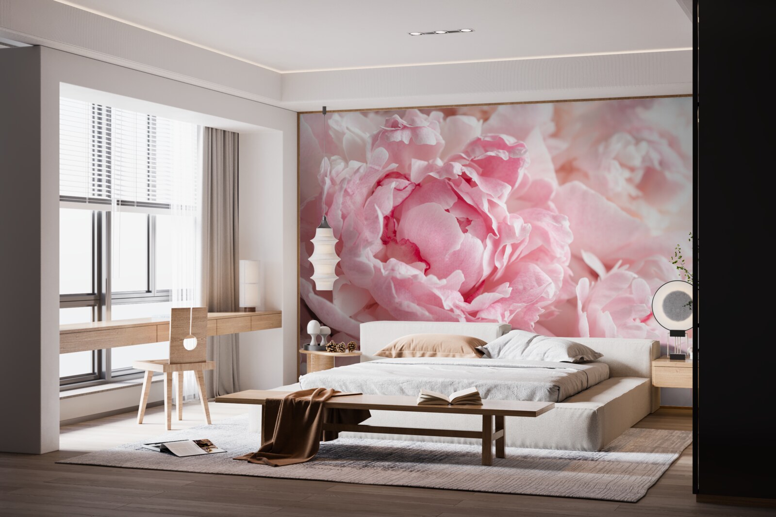 Fotobehang boeket pioenrozen in een delicate roze tint