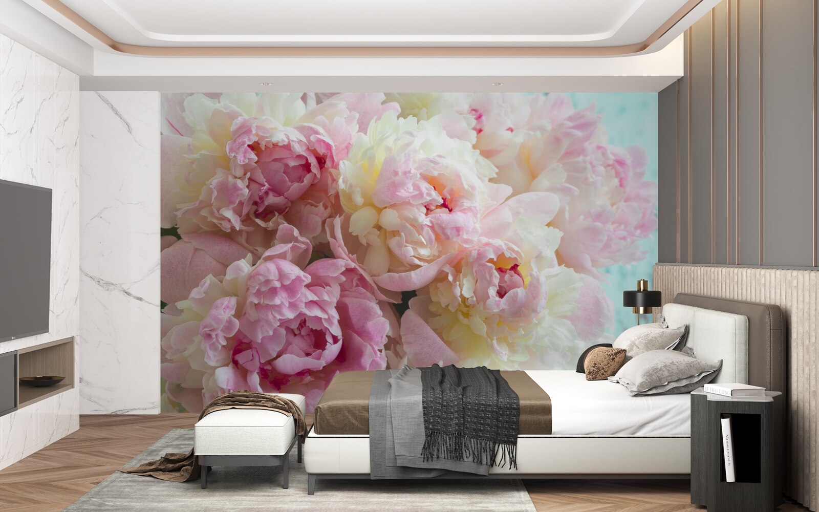 Fotobehang tere pioenrozen in roze tinten