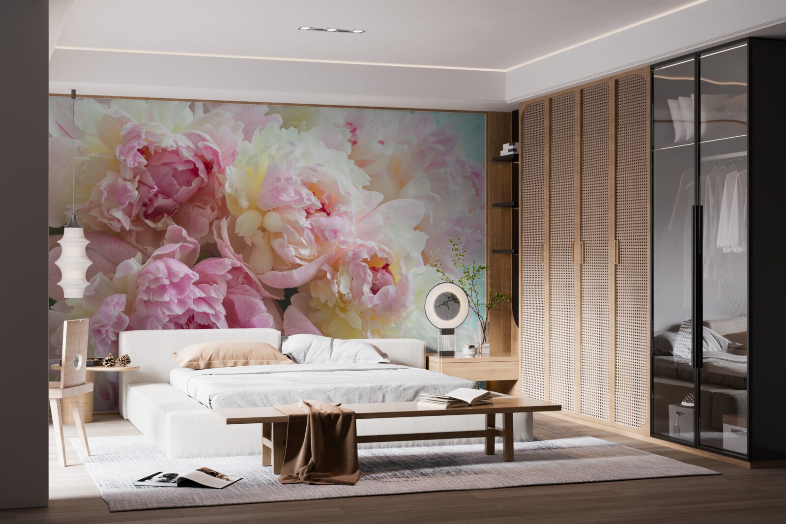 Fotobehang tere pioenrozen in roze tinten