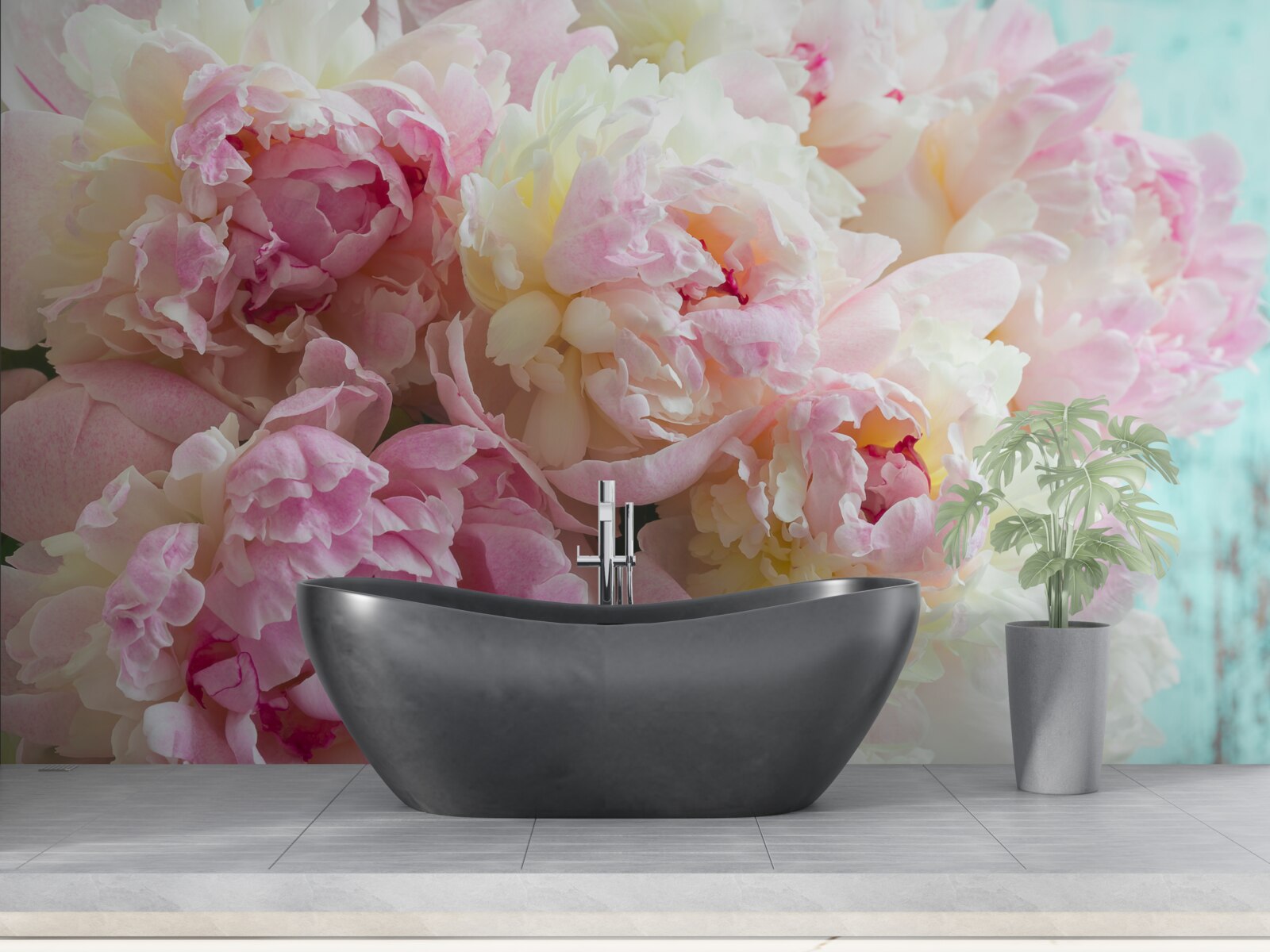 Fotobehang tere pioenrozen in roze tinten
