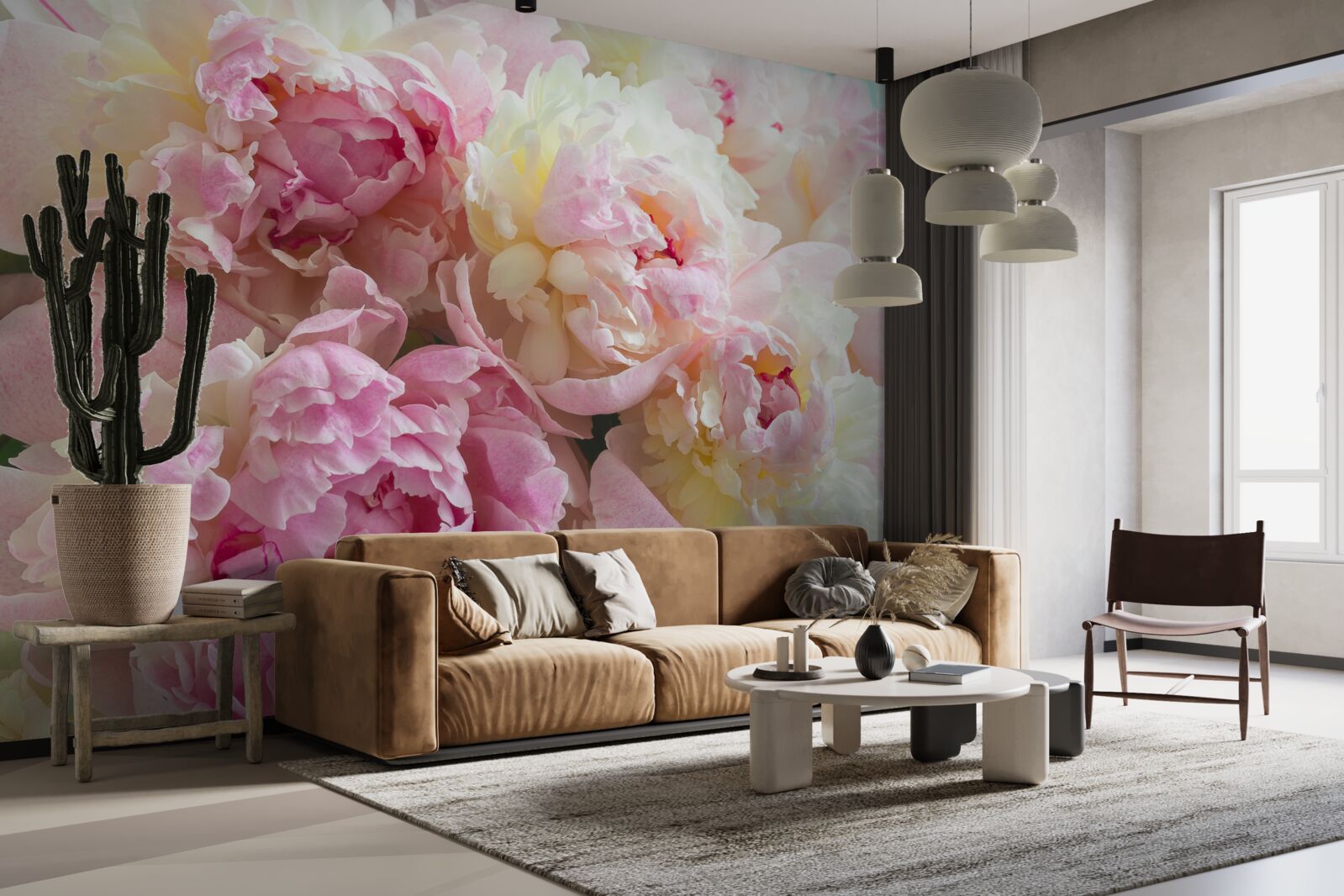 Fotobehang tere pioenrozen in roze tinten