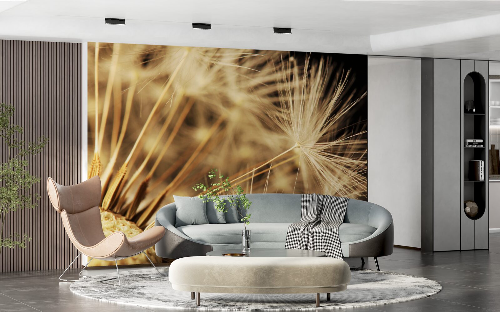 Fotobehang paardenbloemen zijn wit op een zwarte achtergrond