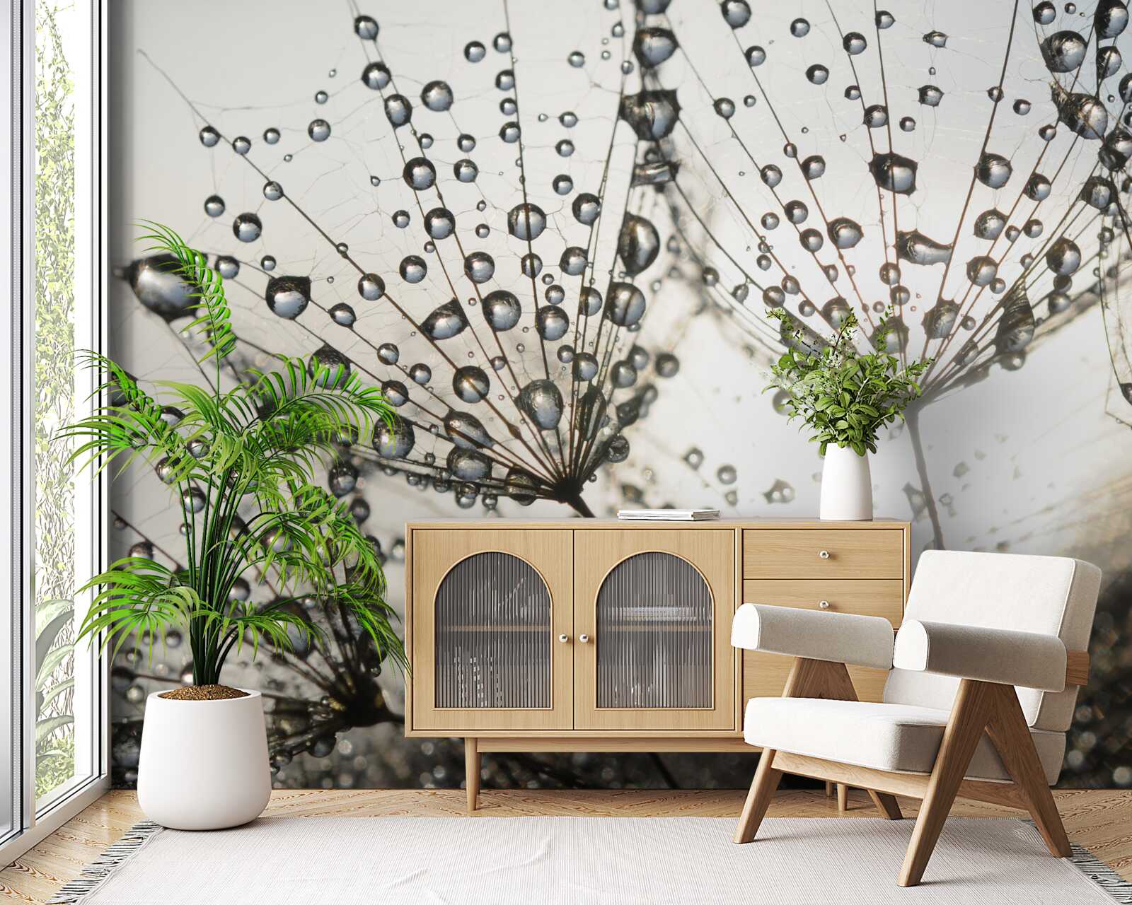 Fotobehang regenachtige paardenbloem