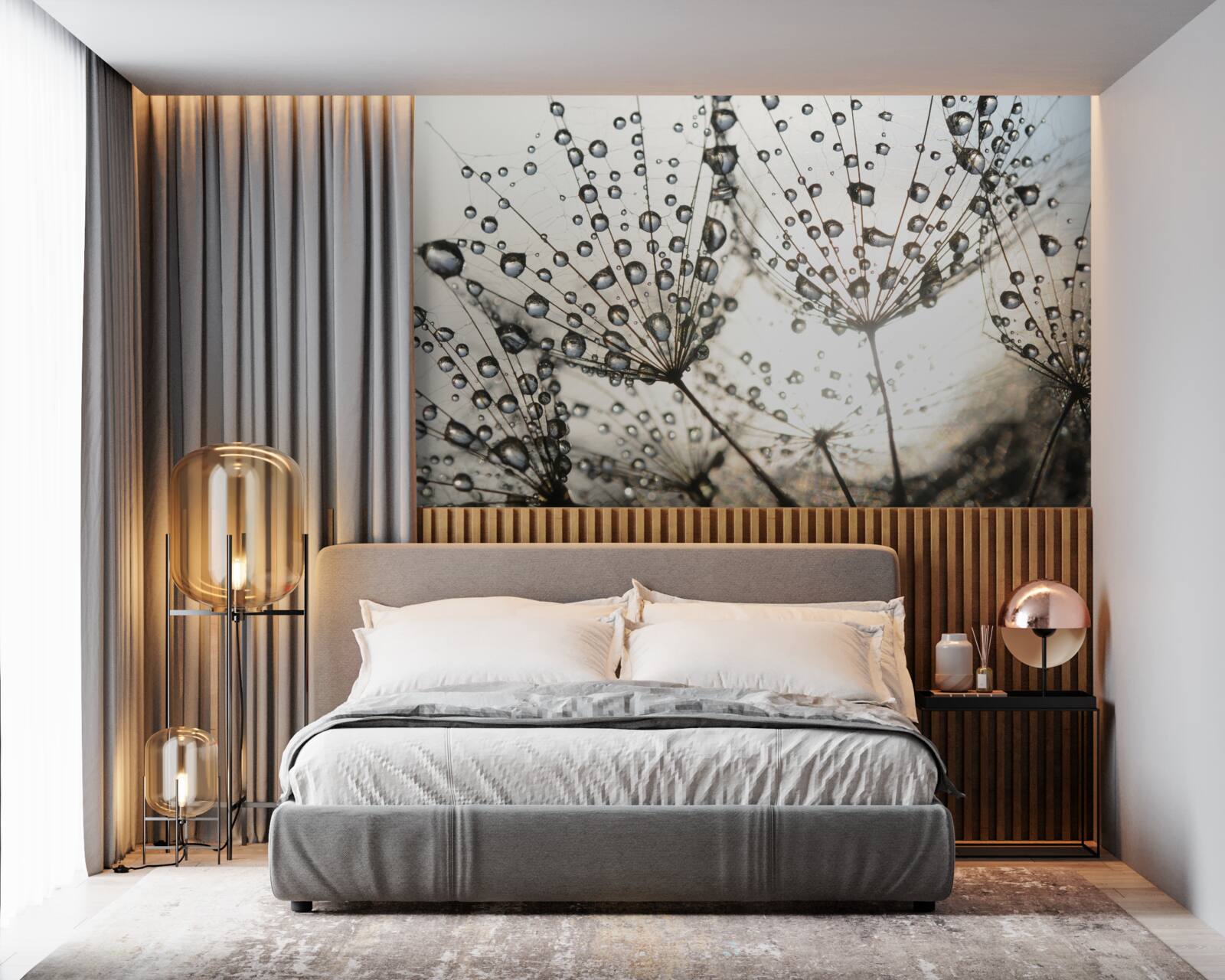 Fotobehang regenachtige paardenbloem