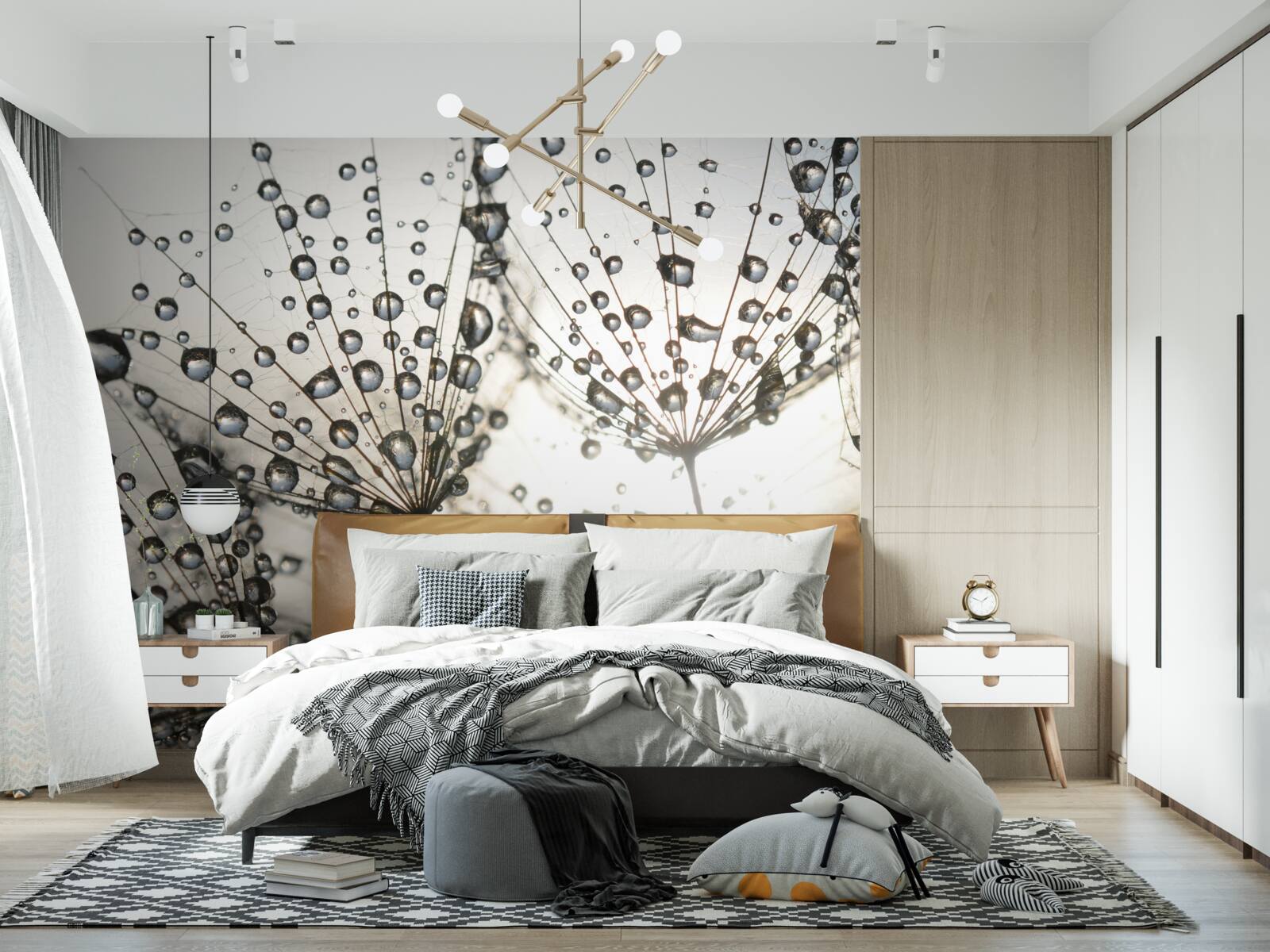 Fotobehang regenachtige paardenbloem