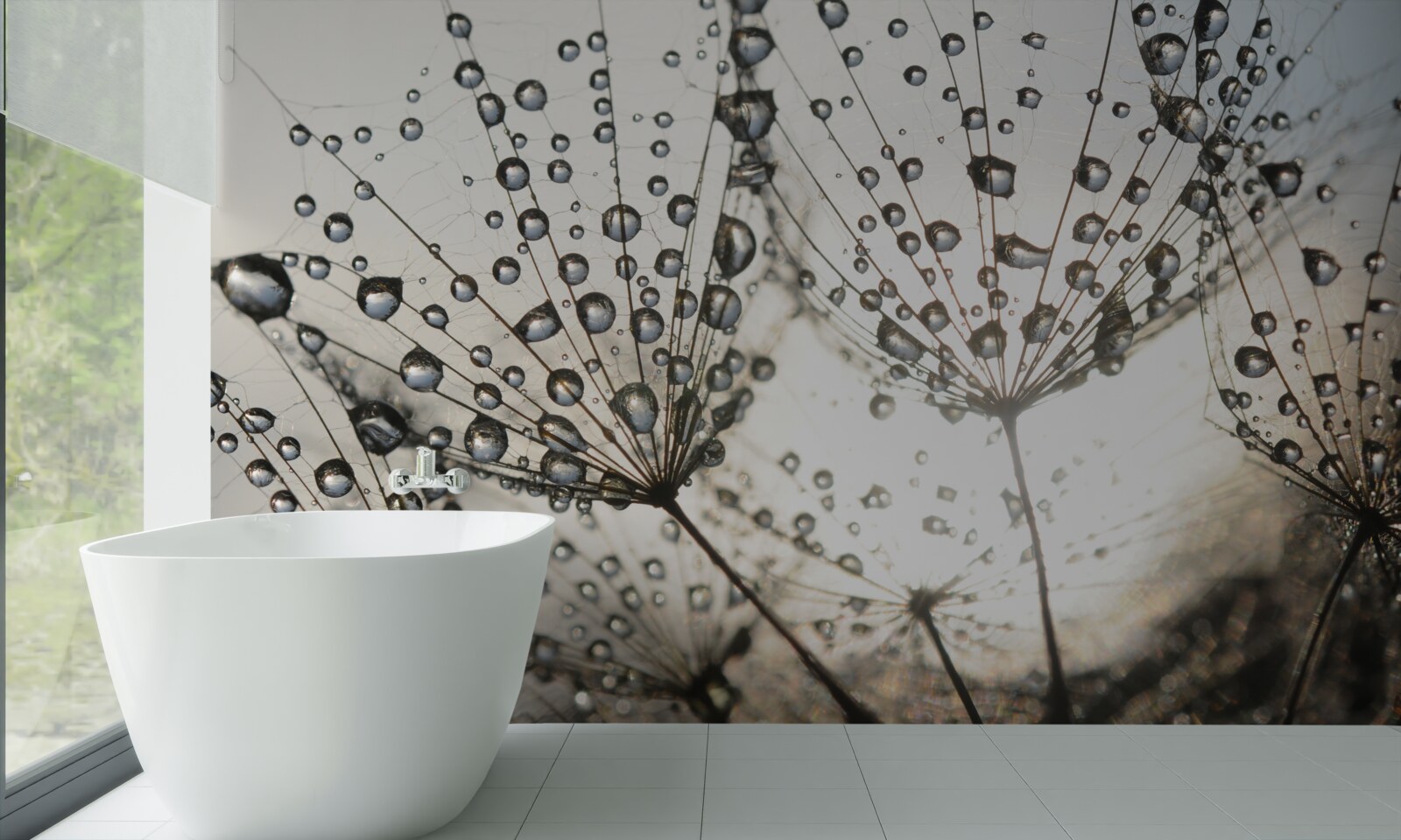 Fotobehang regenachtige paardenbloem