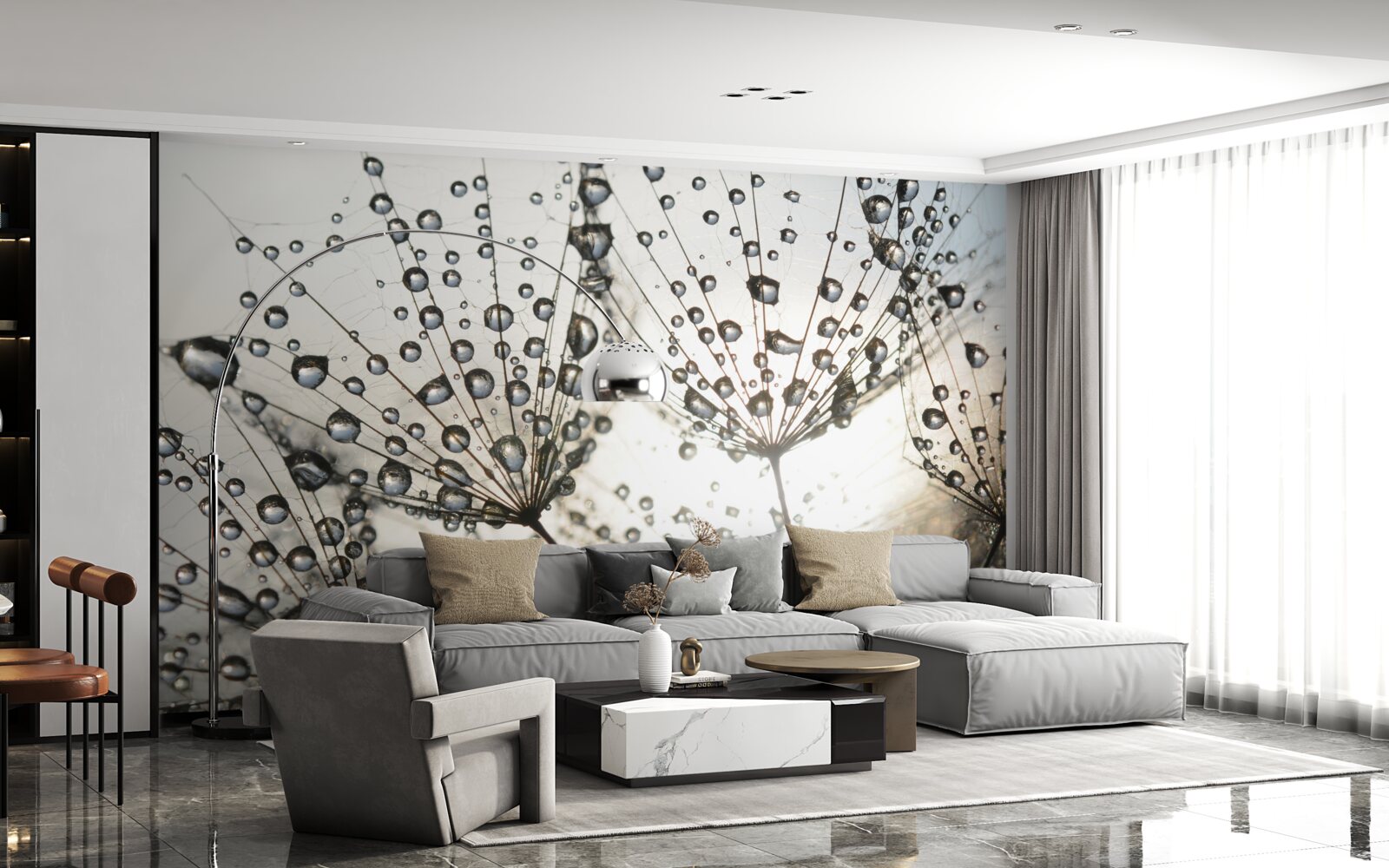 Fotobehang regenachtige paardenbloem