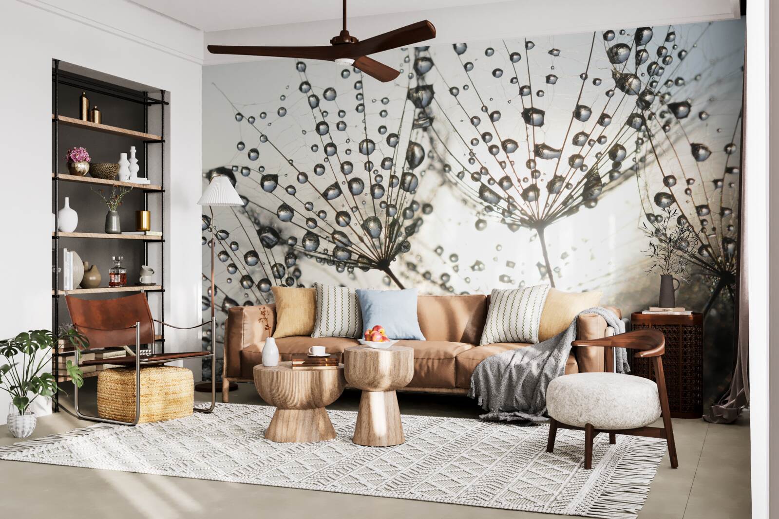 Fotobehang regenachtige paardenbloem